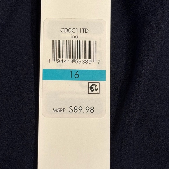 Calvin Klein Navy Blue Indigo Business Office Knee-Length Tulip-Sleeve Dress - Picture 8 of 8